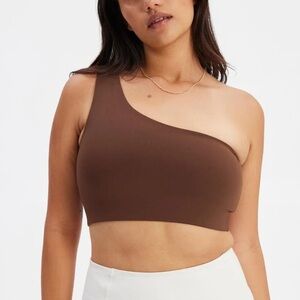 Girlfriend collective Bianca bra one shoulder dark brown medium NWT sports bra